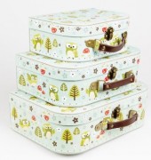 Spring forest owl suitcase set