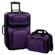US Traveler Rio Two Piece Expandable Carry-On Luggage Set, Purple, One Size 